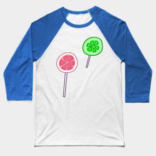 Pink Lemon and Lime Lollipops Baseball T-Shirt